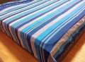 42 Памучен чаршаф ръчно тъкан- синьо и сиво, снимка 1 - Покривки за легло - 38257807