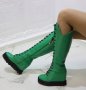 Ботуши на платформа - зелена кожа - BPL200, снимка 2