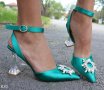 Сандали на ток - зелени - 8010, снимка 3
