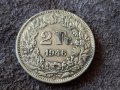 2 франка 1946 Швейцария СРЕБЪРНИ сребърна монета сребро, снимка 1