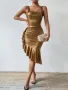 Златна коктейлна рокля, снимка 4