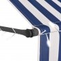 Ръчно прибиращ се сенник с LED, 200 см, синьо и бяло, снимка 4