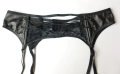 L луксозен черен колан с жартиери с кожа и дантела, снимка 2