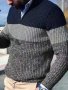 Мъжки ежедневен пуловер с  V-образно деколте и цип със стояща яка, 2цвята - 023, снимка 3