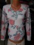 Мекичка блуза фино плетиво в екрю с коралови розички, снимка 1 - Блузи с дълъг ръкав и пуловери - 27883550