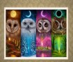 5D гоблен 4 сезона Бухали Сова диамантен гоблен картина мозайка за направа по схема с камъчета, снимка 2