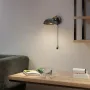 Нова Черна стенна лампа с дървена основа и издърпващ ключ, E14 база, снимка 7