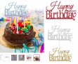 подчертан надпис Happy Birthday мек картонен брокатен топер за торта украса