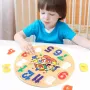 Дървен часовник пъзел с числа образователен комплект , снимка 2