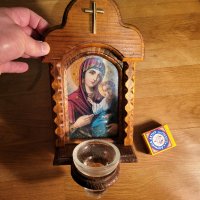Старинен православен иконостас дърворезба  Богородица и младенеца - 27х 16 см - притежавайте този ик, снимка 2 - Антикварни и старинни предмети - 40352663