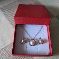 Сребърно колие с обеци Swan Pearls / перли, снимка 6 - Бижутерийни комплекти - 38899224