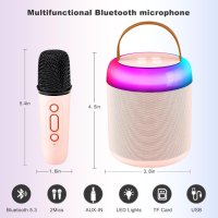 Aisuo Детска караоке машина Aisuo, преносим Bluetooth високоговорител с 2 безжични микрофона, розова, снимка 5 - Музикални играчки - 43947506