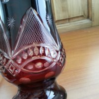Кристални чаши за вино и кана червен кристал, снимка 8 - Антикварни и старинни предмети - 31060481