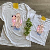 Комплект еднакви тениски за майка и дъщеря , снимка 16 - Тениски - 36898724