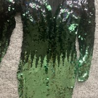 Зелена празнична рокля H&M с пайети, снимка 6 - Рокли - 35123443