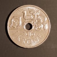 1 крона 2010 Норвегия , Харалд V , Монета от Норвегия , снимка 1 - Нумизматика и бонистика - 42964102