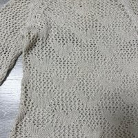 Бяла плетена блуза на дупки със сърчица, снимка 2 - Блузи с дълъг ръкав и пуловери - 43901161