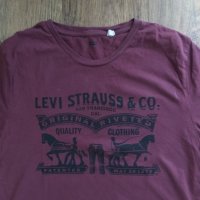 Levi's Burgundy Crew Neck Logo T-Shirt - страхотна мъжка тениска, снимка 4 - Тениски - 33634651