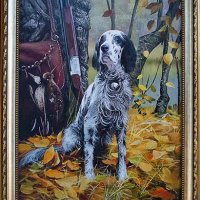 ”Успешен лов”, английски сетер, картина, снимка 1 - Картини - 26354630
