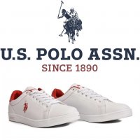 ПРОМО 🍊 U.S. POLO® № 38 🍊 Дамски пролет/есен кожени обувки в бяло и червено нови с кутия, снимка 4 - Кецове - 26637301