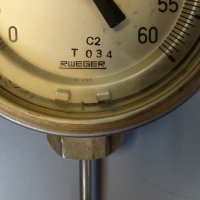 термометър биметален RUEGER T044/034/C2 ф110 0/+60°C G 1/2, снимка 3 - Резервни части за машини - 43046425