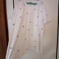 Бяла тениска на сини сърчица, снимка 3 - Тениски - 43269400