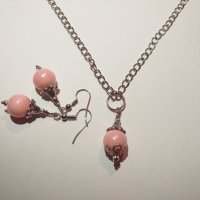 Изящен подаръчен комплект бижута с розови перли !, снимка 2 - Бижутерийни комплекти - 27420300