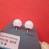 Страхотни сребърни обеци с розов кварц 925, снимка 3 - Обеци - 36912646