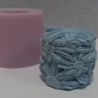 3D Гербери цилиндър средна силиконов молд форма калъп за украса свещ фондан декорация гипс сапун, снимка 1 - Форми - 36959943