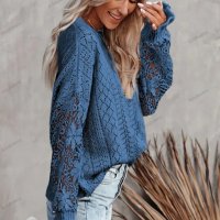 Дамски пуловер с дълъг ръкав с изрязани венчелистчета, 3цвята - 023, снимка 17 - Блузи с дълъг ръкав и пуловери - 39343746