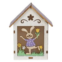 Великденска декоративна дървена къща за зайчета 1 LED 9x6x12см, снимка 4 - Други - 44079074