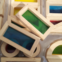 Rainbow Wood Blocks 40 части. Луксозен светещ дървен конструктор , снимка 6 - Образователни игри - 36540957