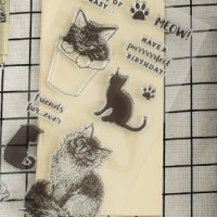 4 котки силиконов гумен печат декорация за бисквитки scrapbooking, снимка 1 - Други - 28524279