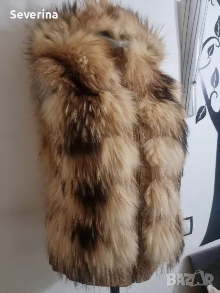 Естествен косъм ракун "Русский мех "невероятен елек с качулка , снимка 1