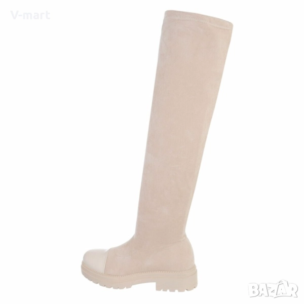Дамски ботуши над коляното - БЕЖОВ, снимка 1