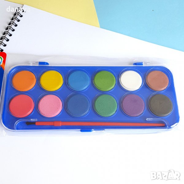 3007 Водни бои за рисуване с четка, 12 цвята, снимка 1