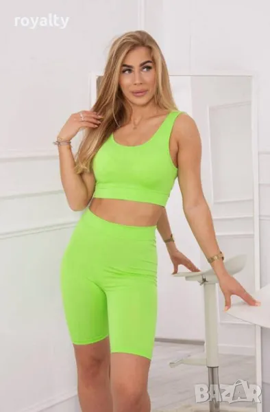 Дамски спортен екип зелен неон , снимка 1