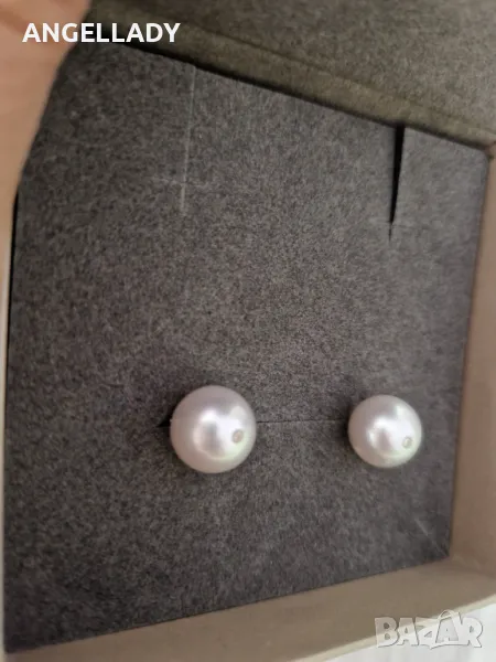 Златни обеци със соленоводна перла.  , снимка 1