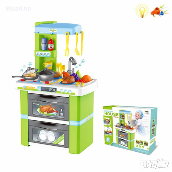 Детска кухня със светещи котлони и реалистични звуци (70см), снимка 1