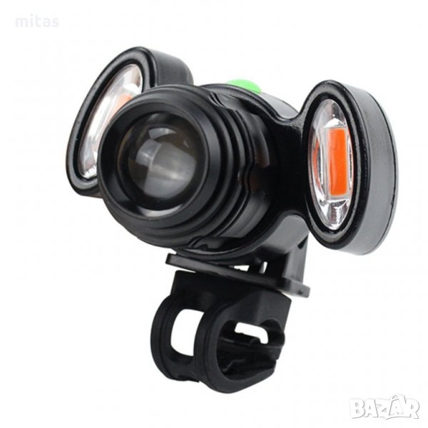 Водоустойчив LED фар за велосипед с три светлини и ръчен фокус, снимка 1