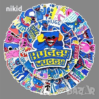 50 бр  Хъги Лъги Huggy Wuggy самозалепващи лепенки стикери за украса декор картонена торта и др, снимка 1