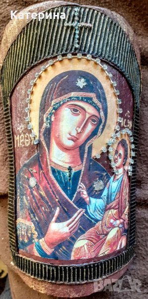 Богородица върху керемида , снимка 1