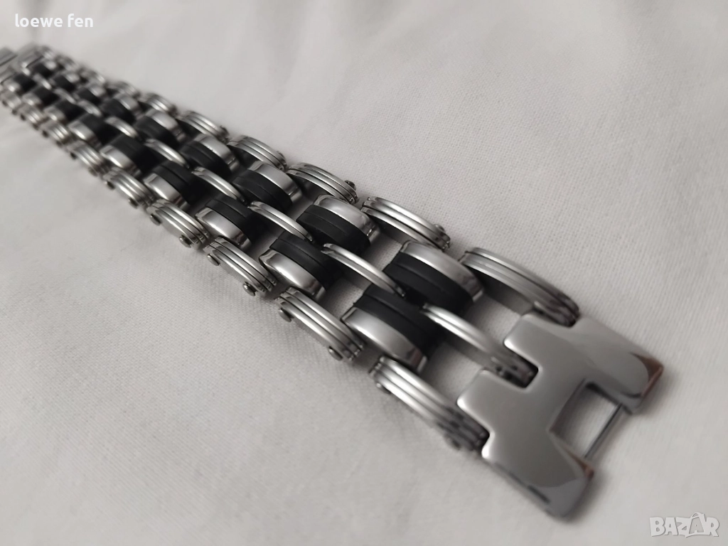 Мъжка гривна неръждаема стомана и силикон !, снимка 1