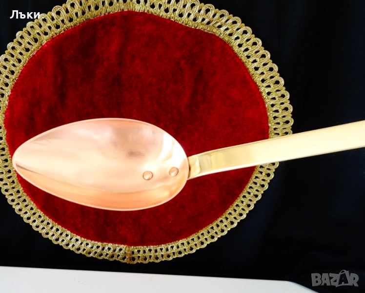 Медна лъжица за сос,сосове,коктейли,чиста червена мед. , снимка 1