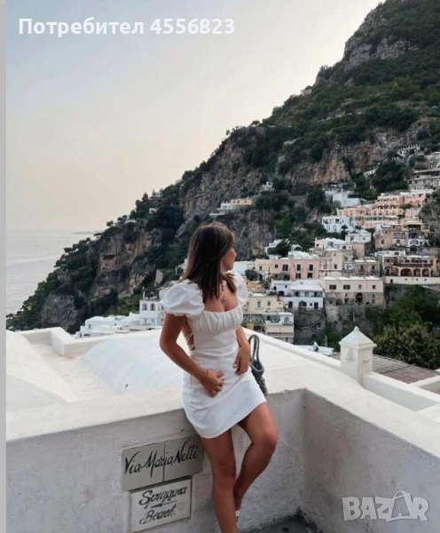 Бяла рокля с връзки ZARA, снимка 1