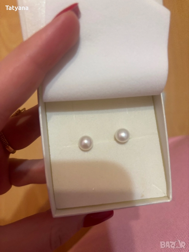 Перлени обеци със сертификат, снимка 1