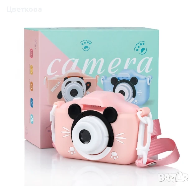 HD цифров фотоапарат за деца – 1080P видео, забавни рамки и устойчив дизайн, снимка 1