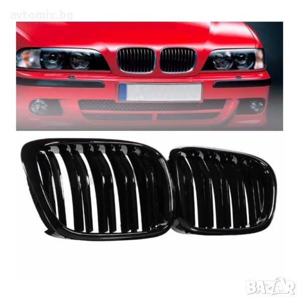 Двойни бъбреци решетки, BMW E39, 1995-2003 г., черен гланц, лак, снимка 1