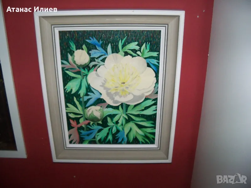 Красива маслена картина Божур, снимка 1