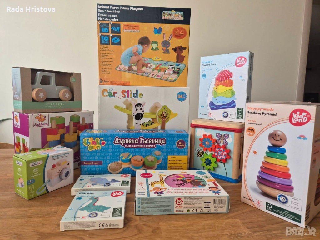 Дървени играчки и музикален килим за деца над 12 месеца, снимка 1